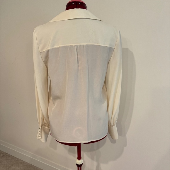 Women's Ivory Silk Intermix Blouse Sz. S - Picture 3 of 10